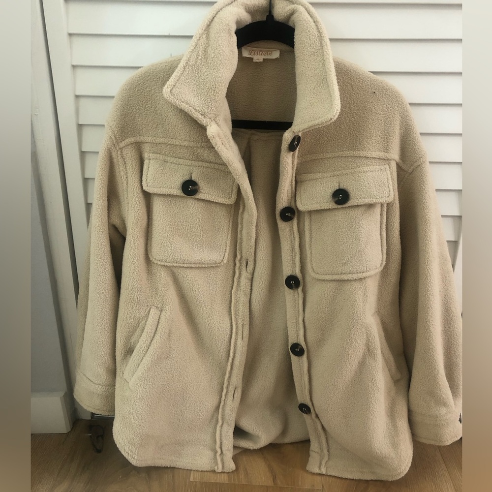Beige Teddy Shacket NWOT